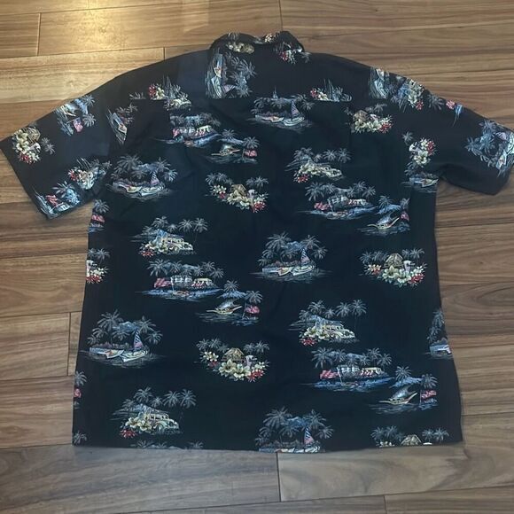 Vintage Campia Moda Mens Black Tropical Short Sleeve Button Down Shirt Large - Picture 5 of 6